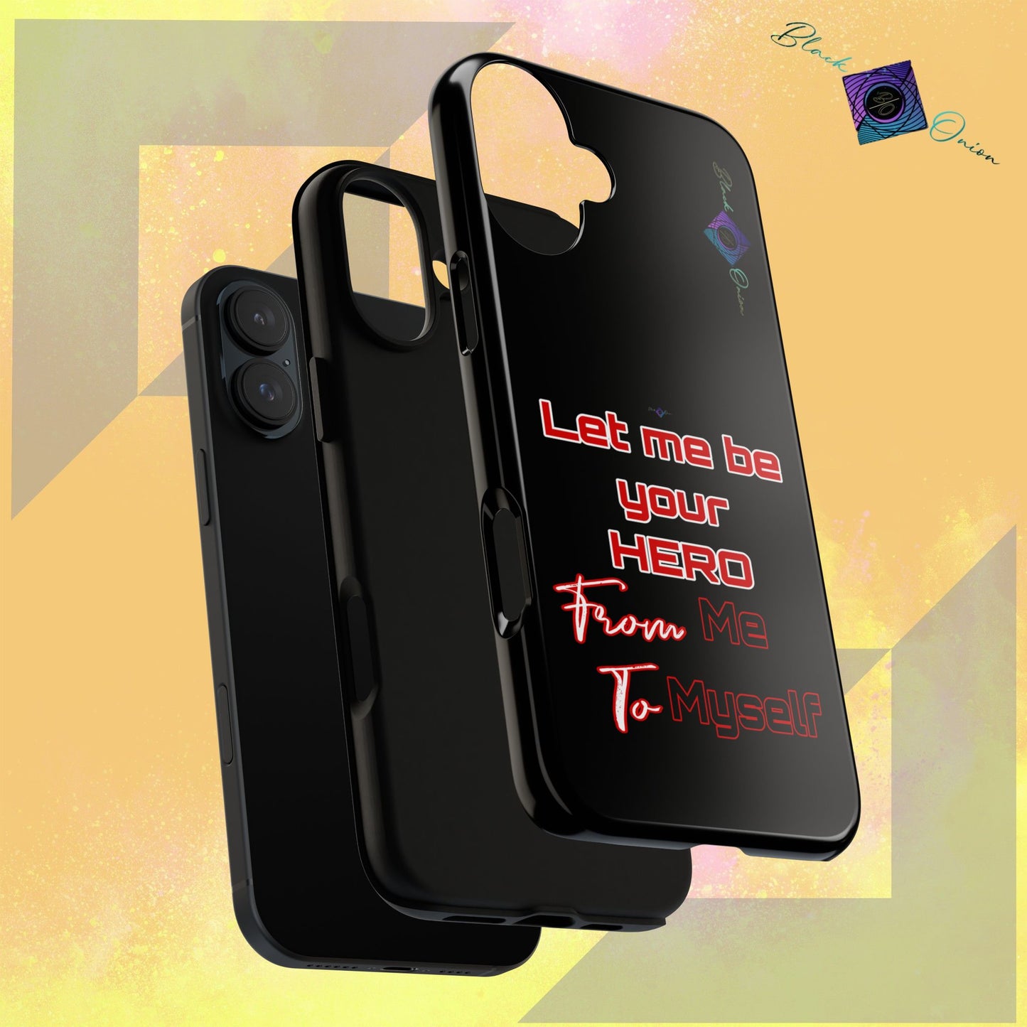 BlackOnion Brand New Phone Case - with Motivational Workout Motif’Let me be your Hero ‘💪🔥🫵