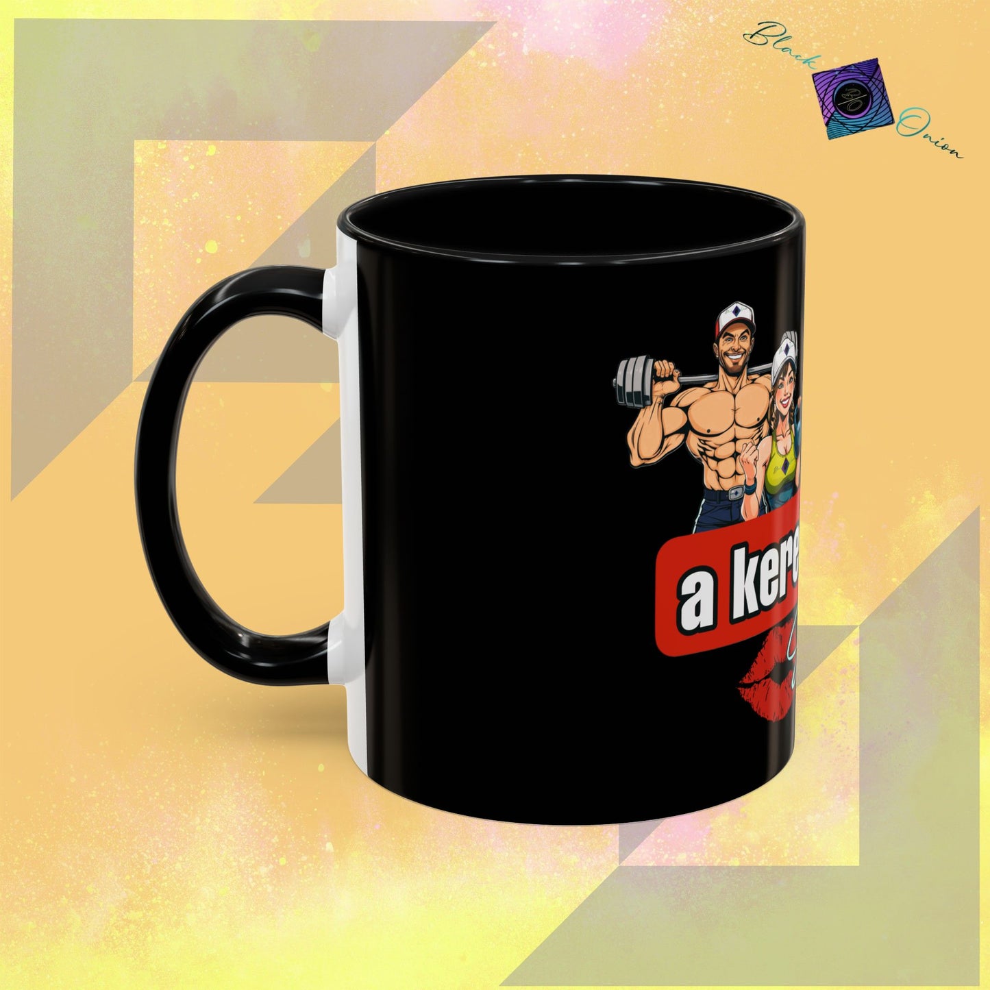 BlackOnion Coffee Mug Serial 2 with Workout Motif ‘Az igazi férfiak a kerek popsit szeretik ‘🫵🔥💪