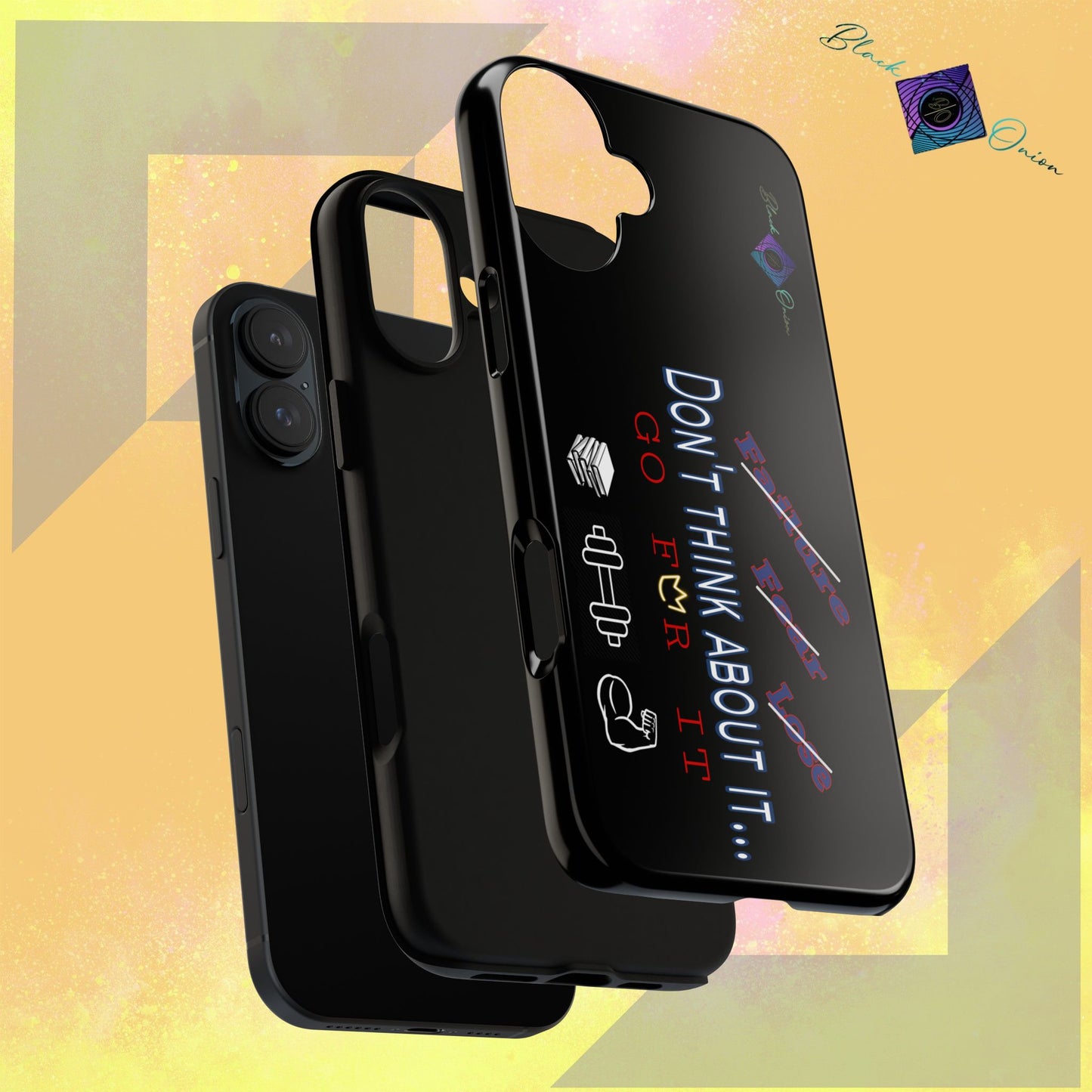BlackOnion Brand New Phone Case - with Motivational Workout Motif’Don’t think ‘💪🔥🫵