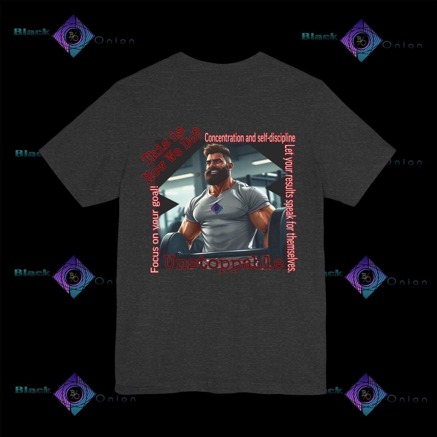 BlackOnion T-Shirt with Workout Motif “Unstoppable “💪🔥🫵