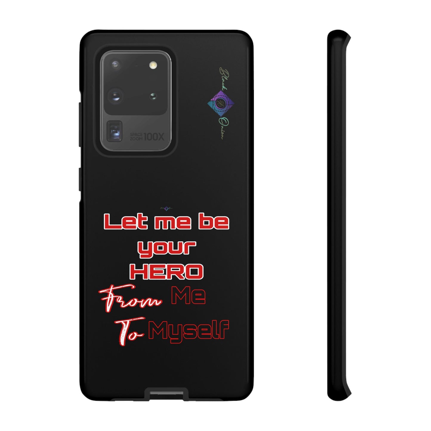 BlackOnion Brand New Phone Case - with Motivational Workout Motif’Let me be your Hero ‘💪🔥🫵