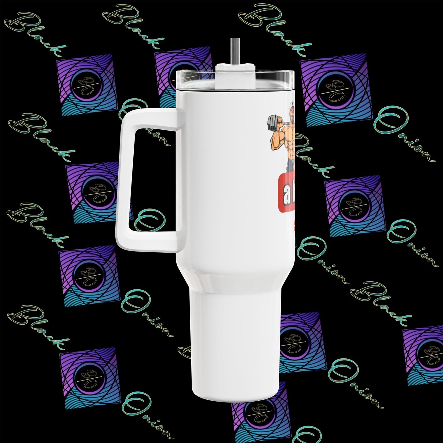 BlackOnion Tumbler with Workout Motif -‘Kerek popsi’ -40oz 💋💯🌸