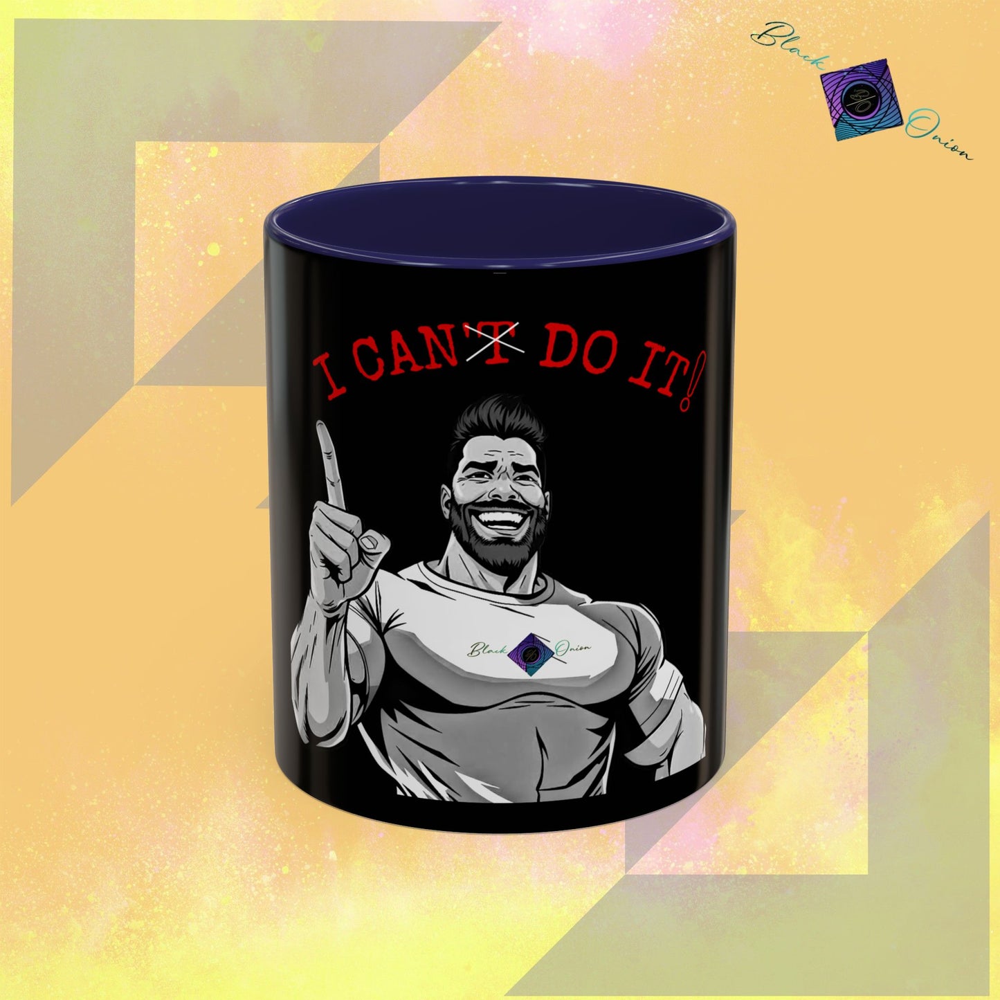 BlackOnion Coffee Mug - 11oz with Workout Motif ‘I Can Do It ’🔥💪🫵