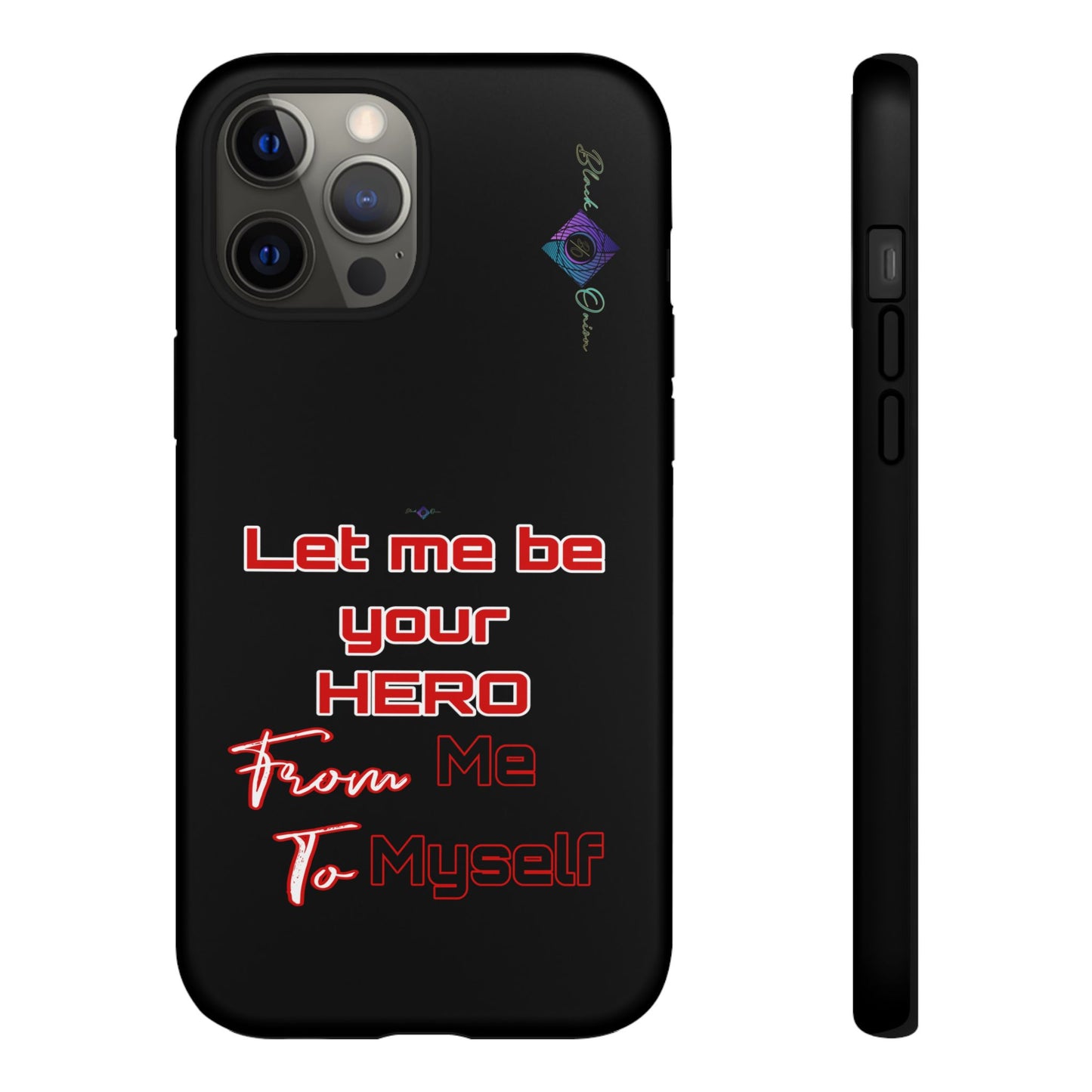 BlackOnion Brand New Phone Case - with Motivational Workout Motif’Let me be your Hero ‘💪🔥🫵