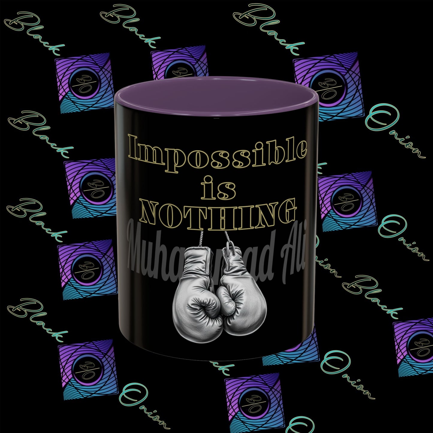 BlackOnion Coffee Mug - 11oz with Workout Motif ‘Impossible is nothing’🔥💪🫵