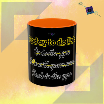 BlackOnion Coffee Mug - 11oz with Workout Motif ‘Today To Do List ’🔥💪🫵