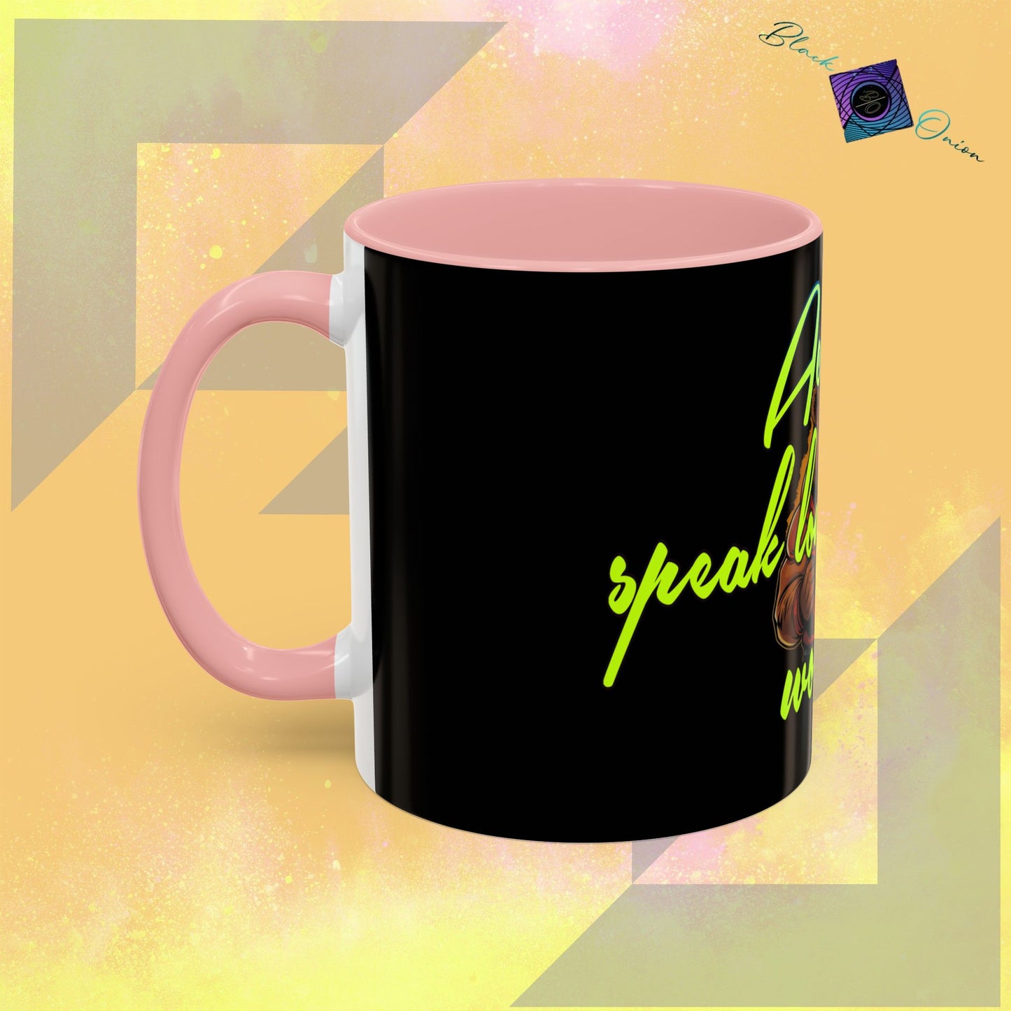 BlackOnion Coffee Mug 2 with Workout Motif ‘Actions speak lauder than words V2’🫵🔥💪
