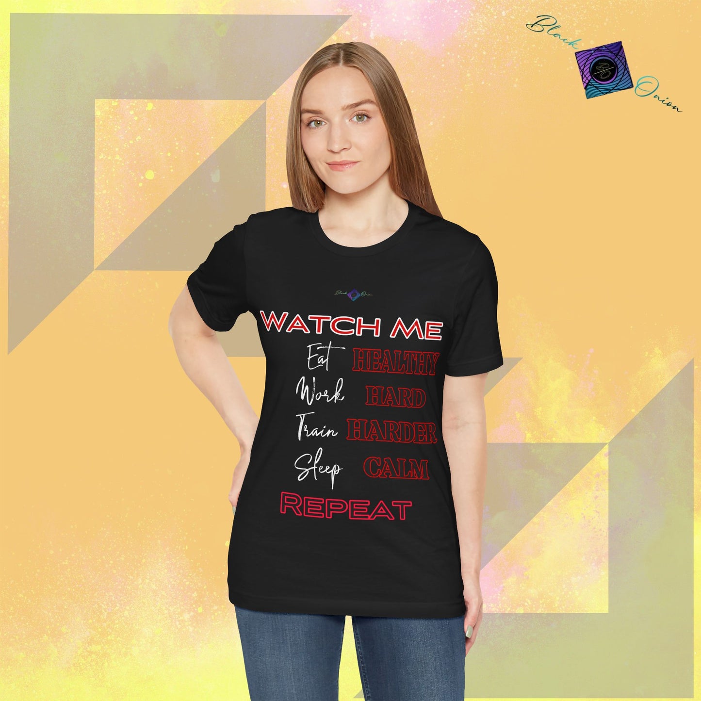 BlackOnion T-Shirt with Workout Motif V3 “Watch Me" 💪🔥