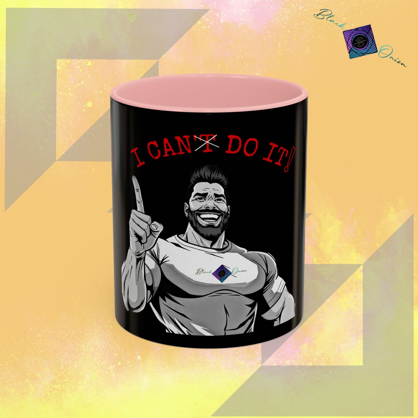 BlackOnion Coffee Mug - 11oz with Workout Motif ‘I Can Do It ’🔥💪🫵