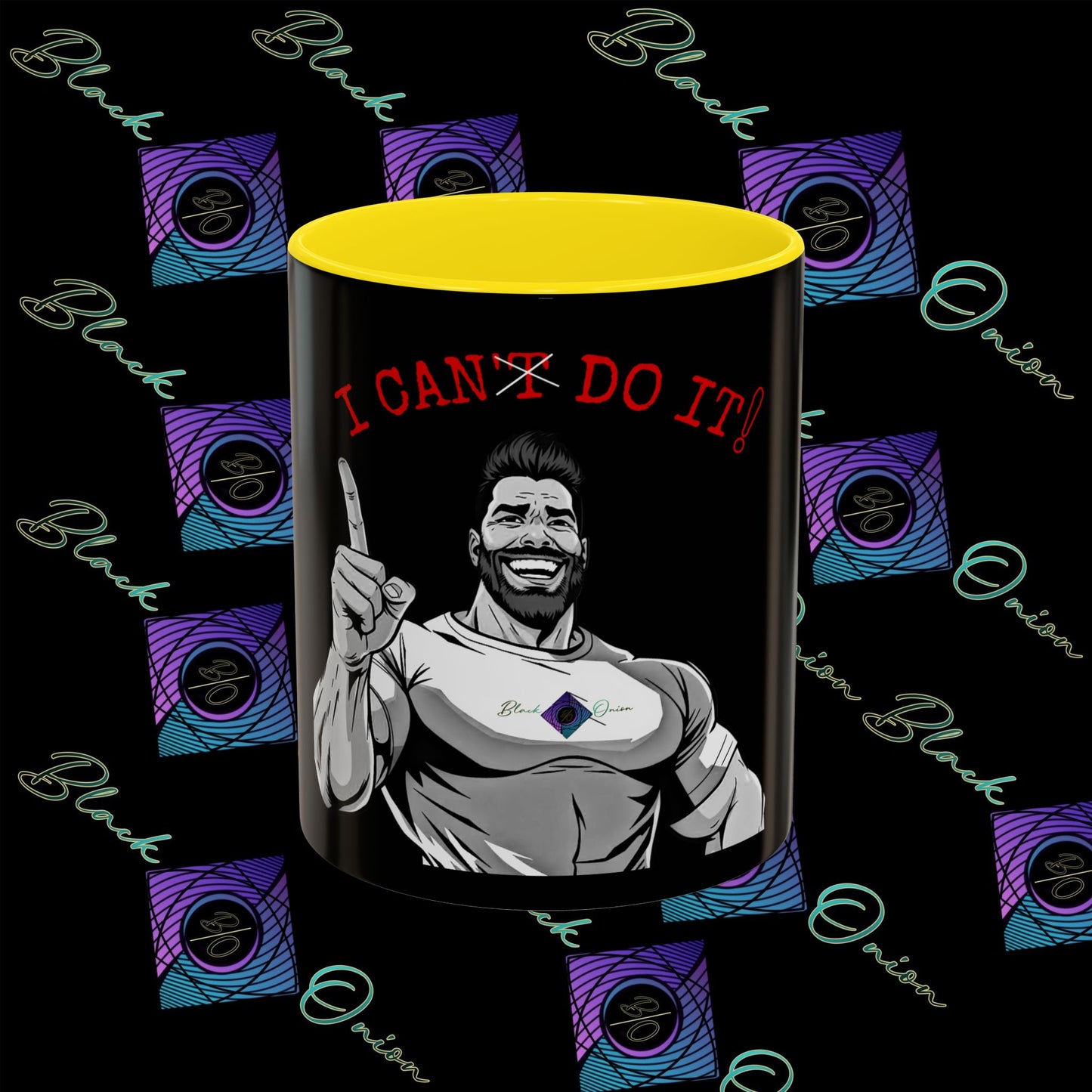 BlackOnion Coffee Mug 2 with Workout Motif ‘I Can Do It V2’🫵🔥💪