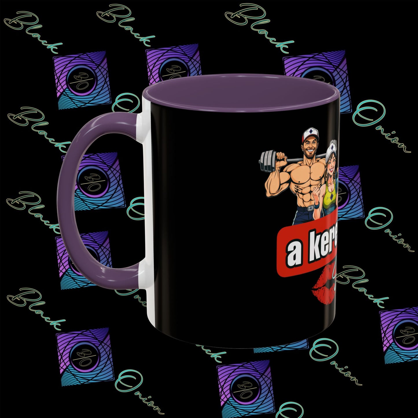 BlackOnion Coffee Mug Serial 2 with Workout Motif ‘Az igazi férfiak a kerek popsit szeretik ‘🫵🔥💪