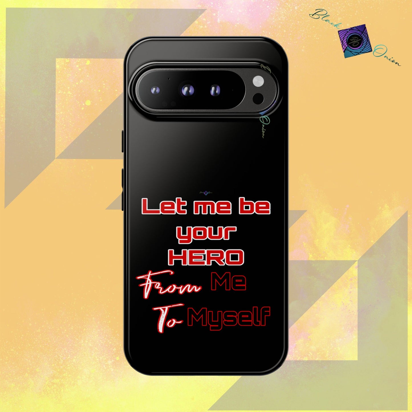 BlackOnion Brand New Phone Case - with Motivational Workout Motif’Let me be your Hero ‘💪🔥🫵