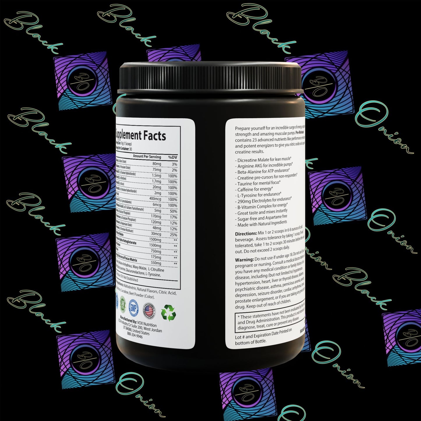 BlackOnion Pre-Workout Supplement, Watermelon (300g, 10.58oz)💪🔥