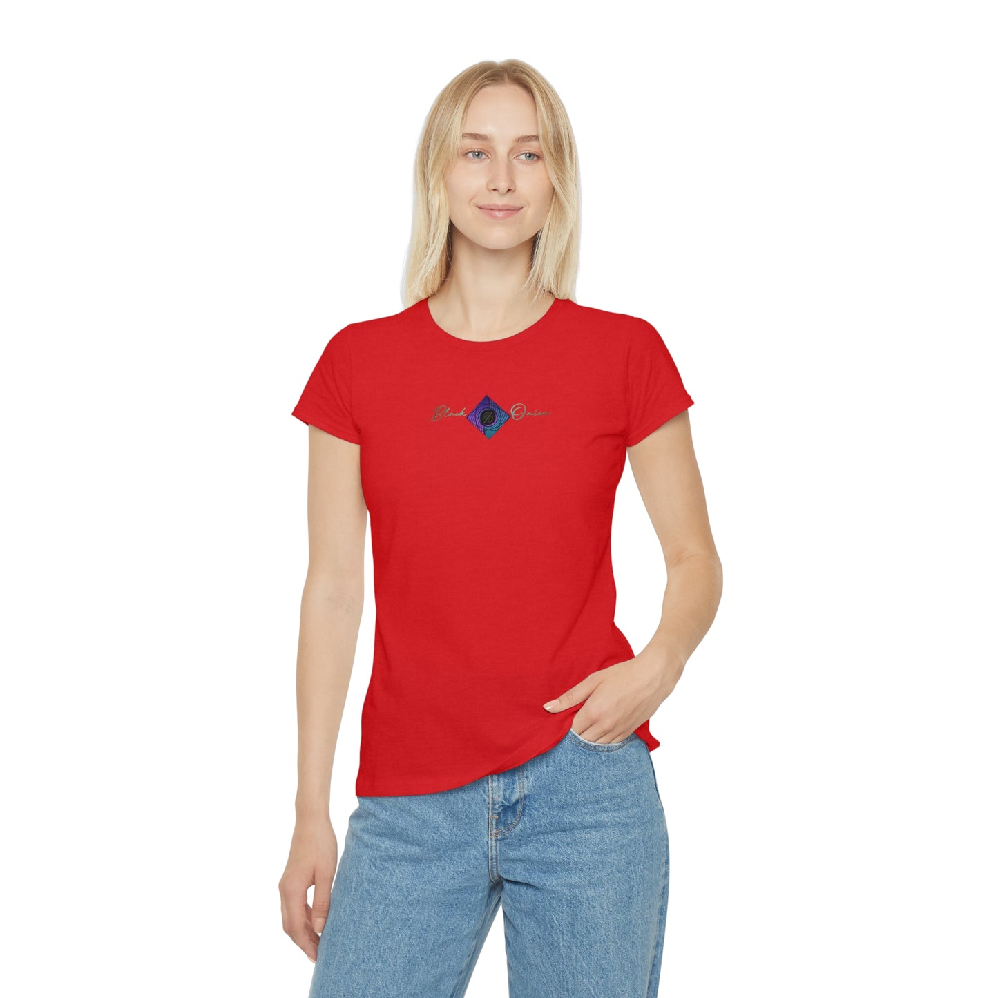BlackOnion Women's Iconic T-Shirt - with Workout Motif 💯🌸💋