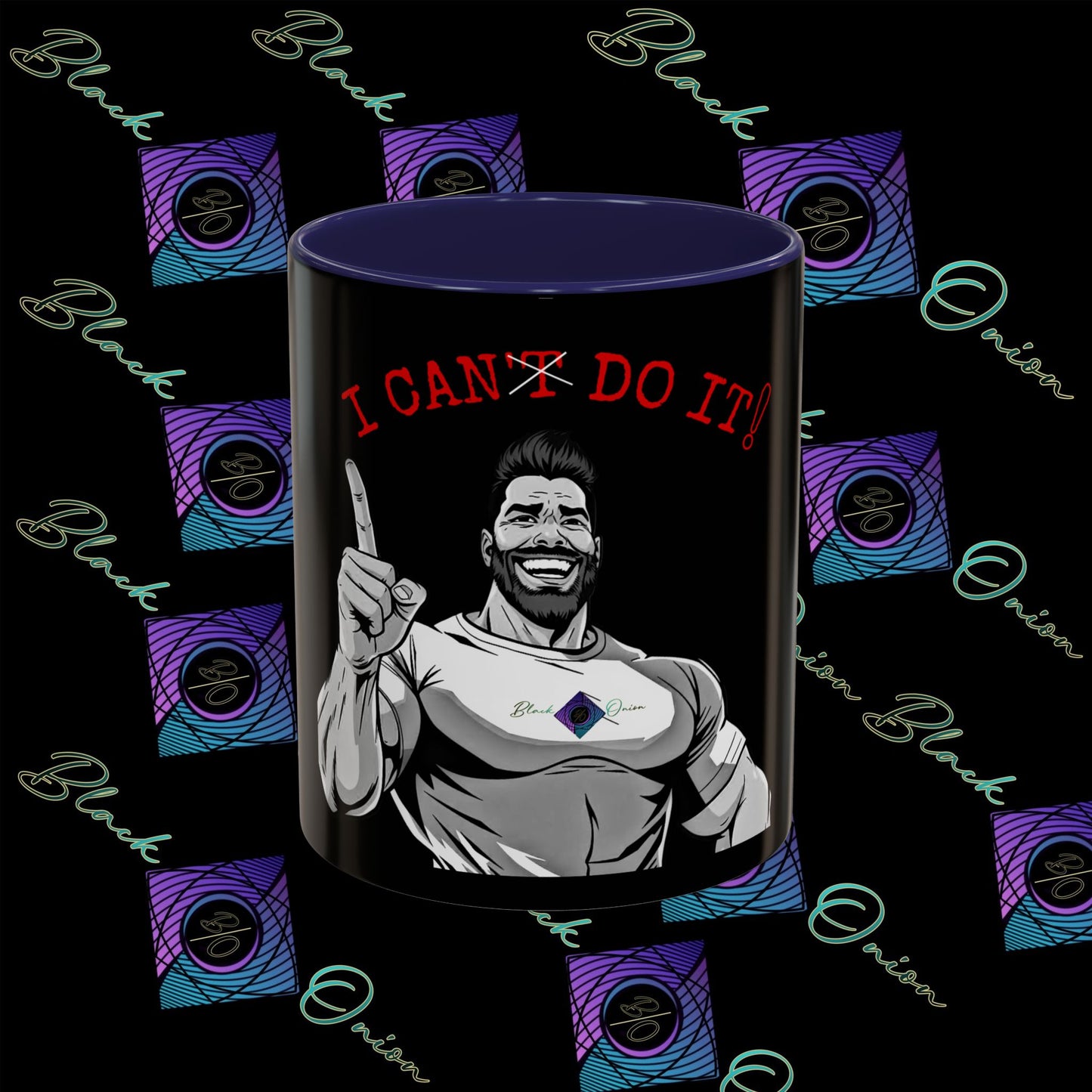 BlackOnion Coffee Mug - 11oz with Workout Motif ‘I Can Do It ’🔥💪🫵