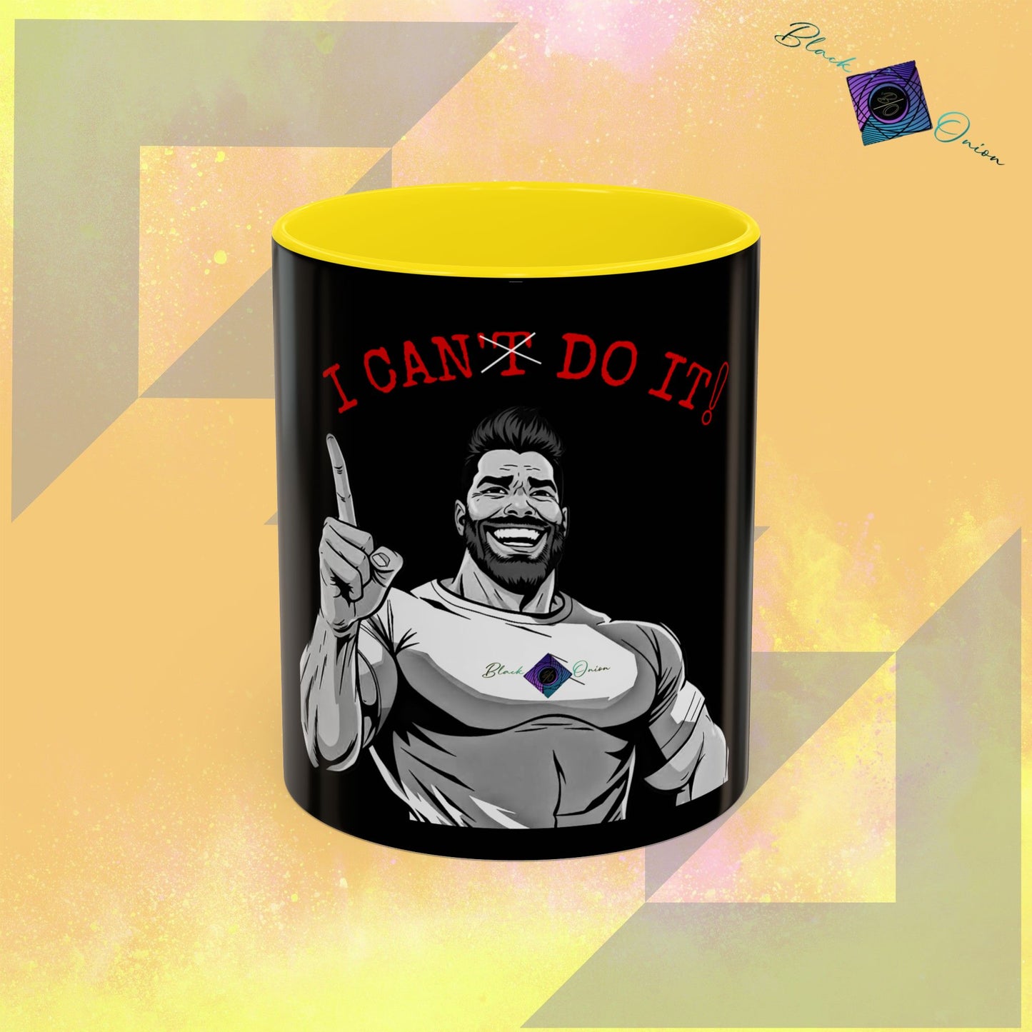 BlackOnion Coffee Mug - 11oz with Workout Motif ‘I Can Do It ’🔥💪🫵