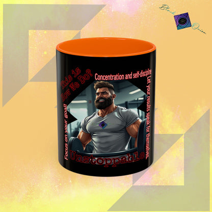 BlackOnion Coffee Mug - 11oz with Workout Motif ‘Unstoppable’🔥💪🫵