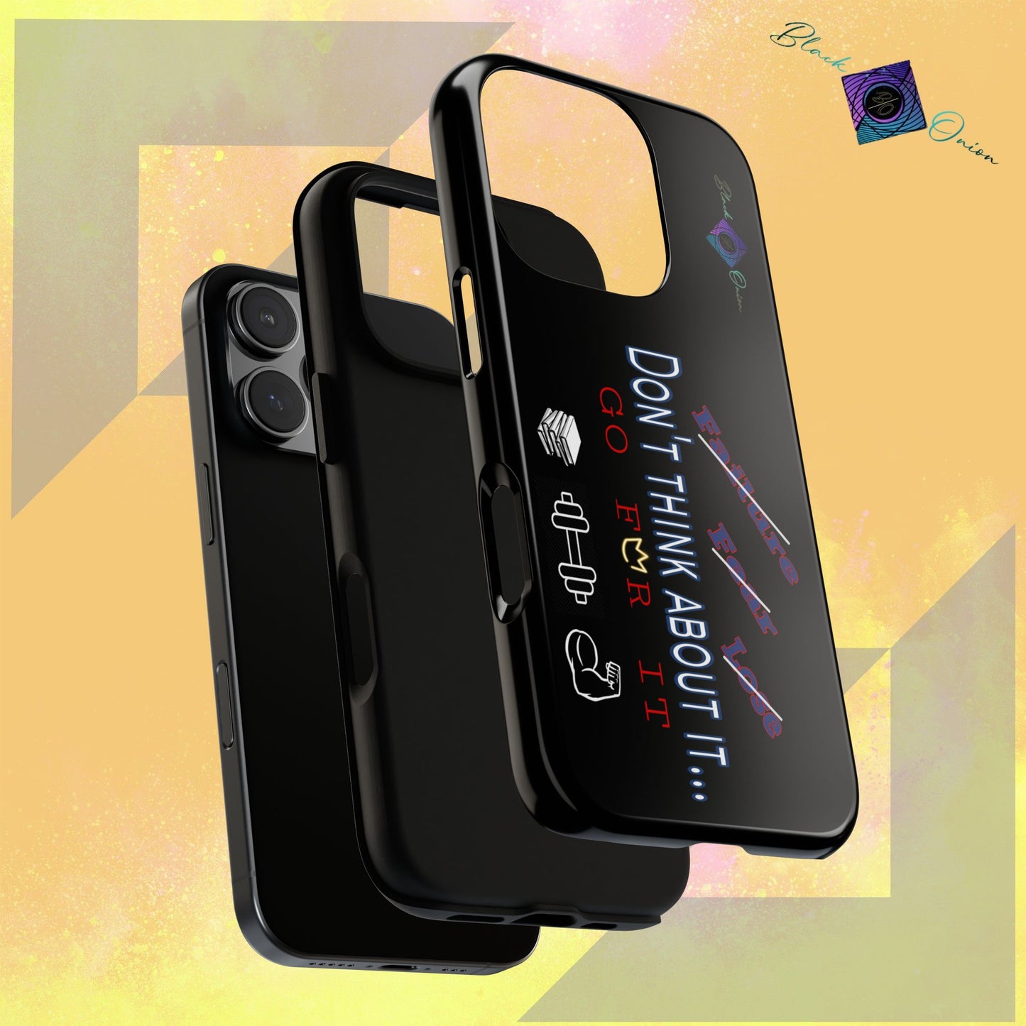 BlackOnion Brand New Phone Case - with Motivational Workout Motif’Don’t think ‘💪🔥🫵