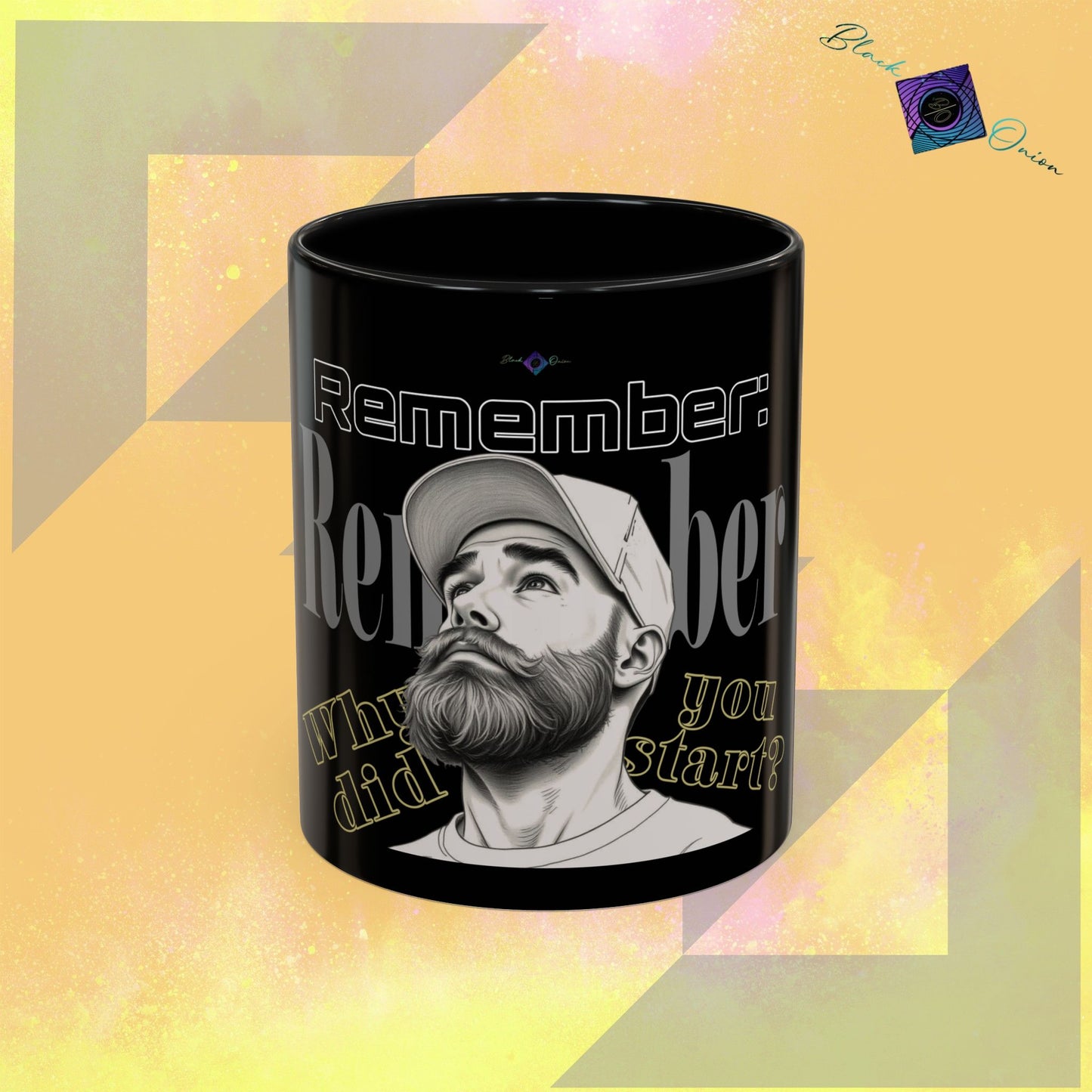 BlackOnion Coffee Mug - 11oz with Workout Motif ‘Remember ’🔥💪🫵