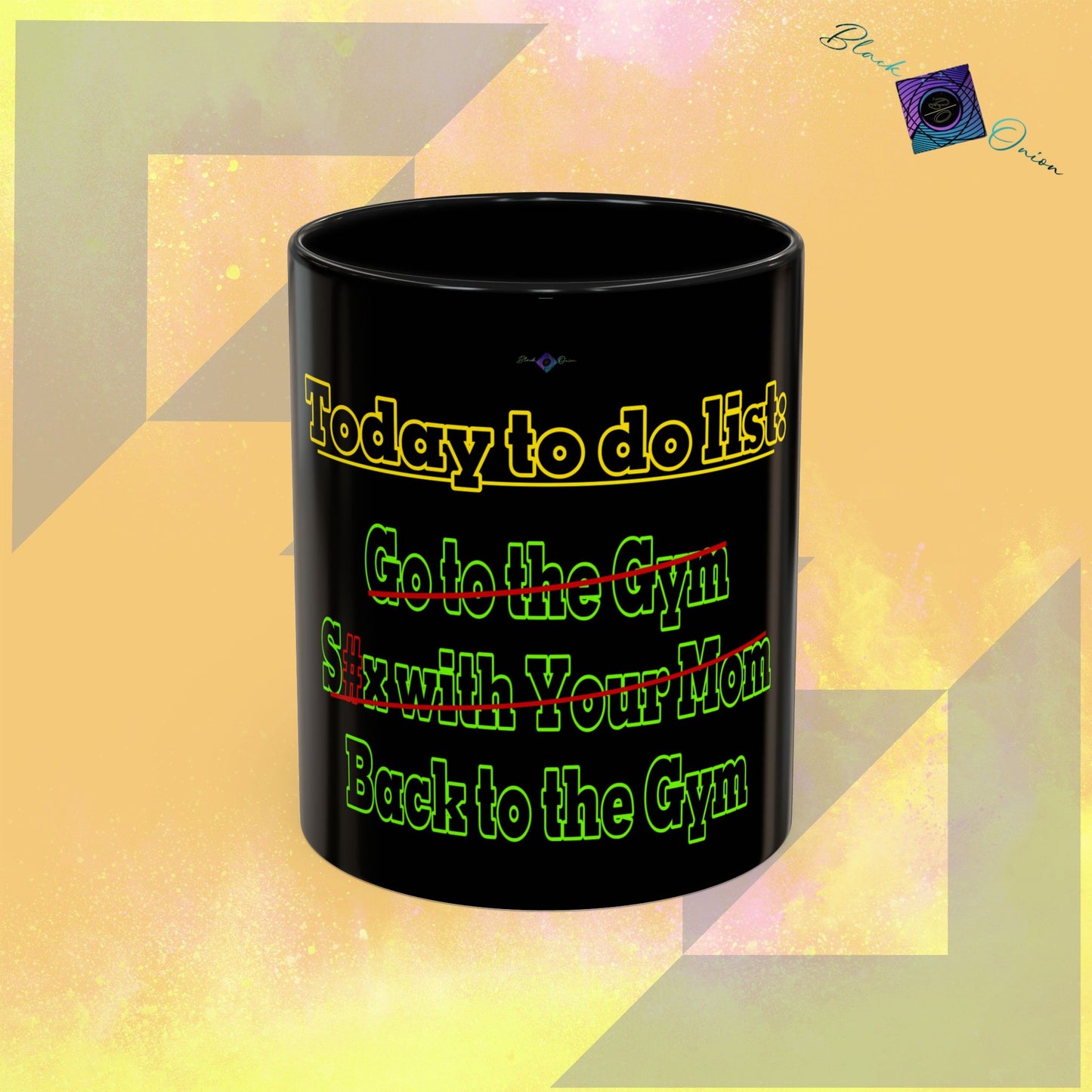 BlackOnion Coffee Mug 2 with Workout Motif ‘Today To Do List V2’🫵🔥💪