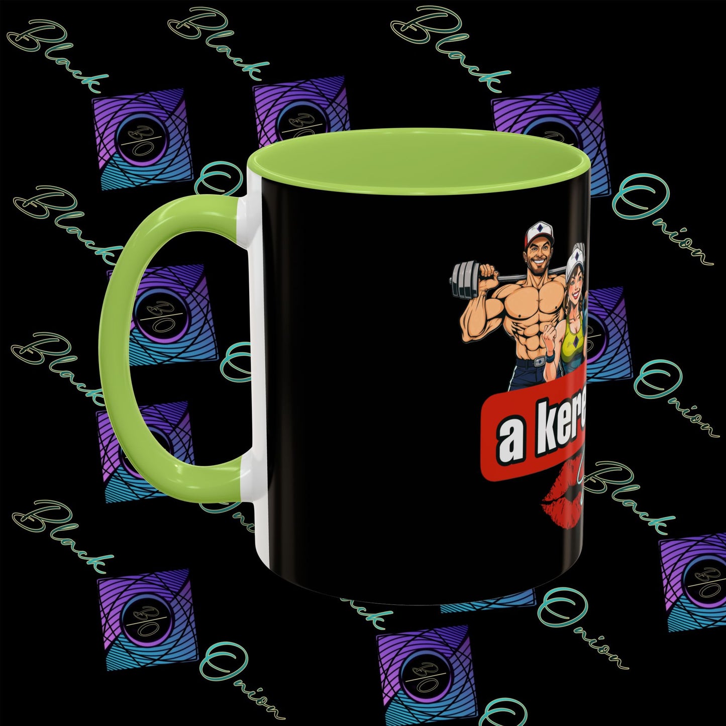 BlackOnion Coffee Mug Serial 2 with Workout Motif ‘Az igazi férfiak a kerek popsit szeretik ‘🫵🔥💪