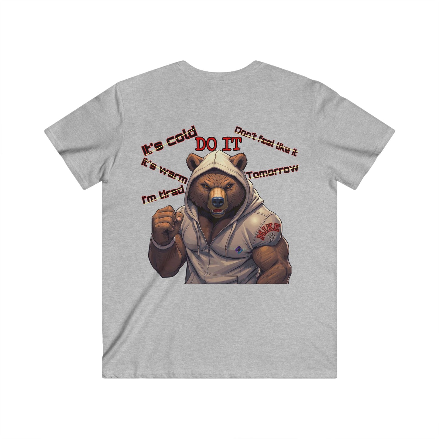 BlackOnion Men's V-Neck T-Shirt with Workout Motif ‘Mike 13’💪🔥🫵
