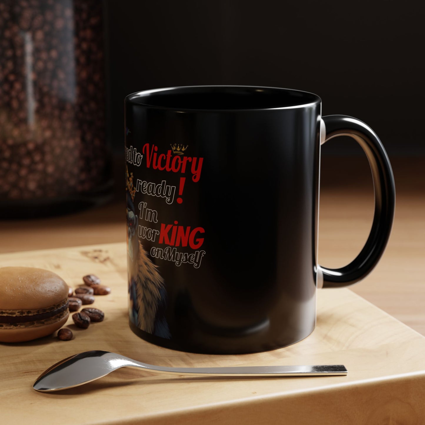 BlackOnion Coffee Mug - 11oz with Workout Motif ‘Victory 👑’🔥💪🫵