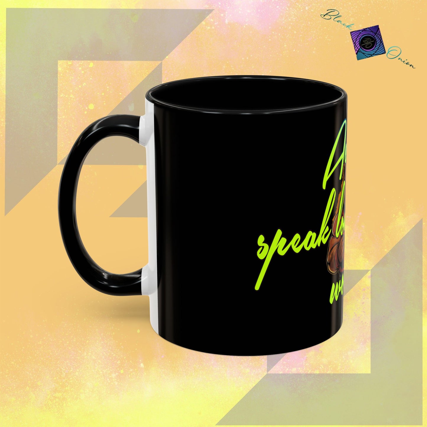 BlackOnion Coffee Mug 2 with Workout Motif ‘Actions speak lauder than words V2’🫵🔥💪