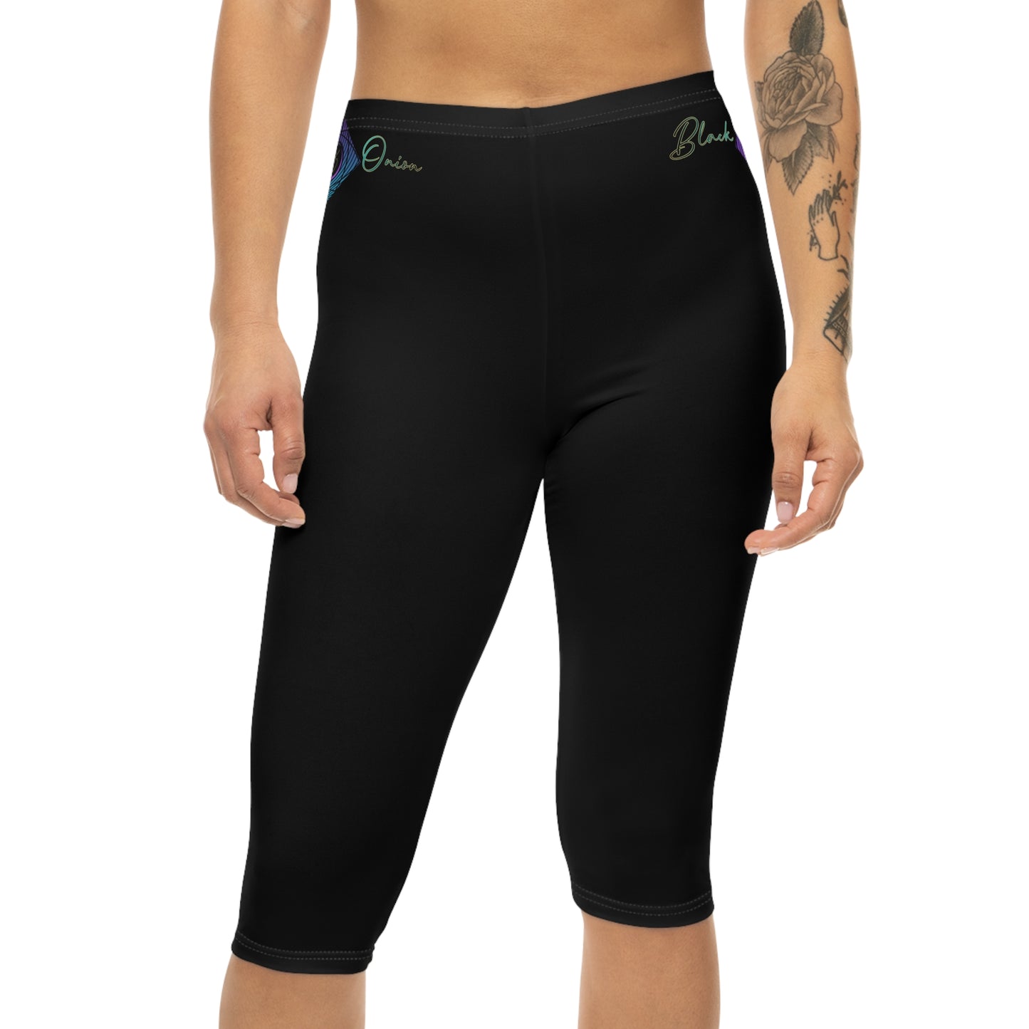 BlackOnion Comfortable Women’s Capri Leggings with Workout Design