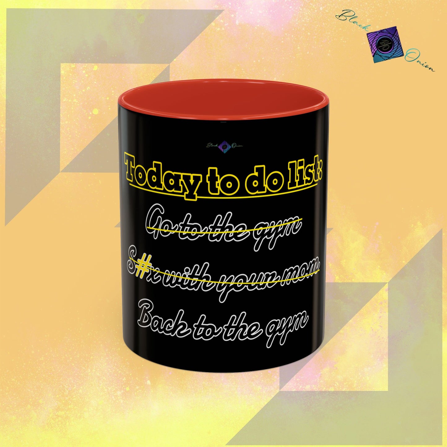 BlackOnion Coffee Mug - 11oz with Workout Motif ‘Today To Do List ’🔥💪🫵