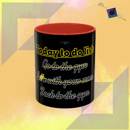 BlackOnion Coffee Mug - 11oz with Workout Motif ‘Today To Do List ’🔥💪🫵