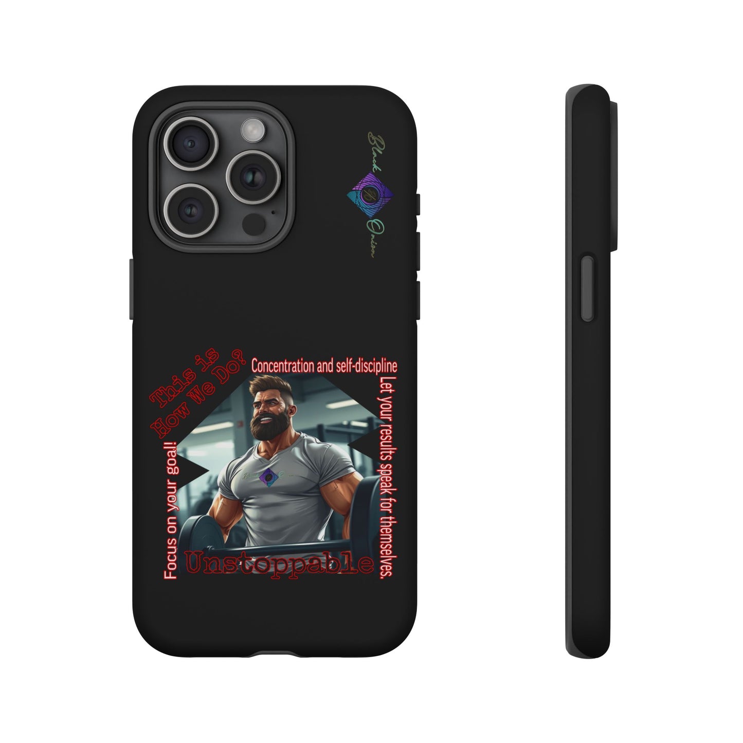 BlackOnion Brand New Phone Case - with Motivational Workout Motif’Unstoppable ‘💪🔥🫵