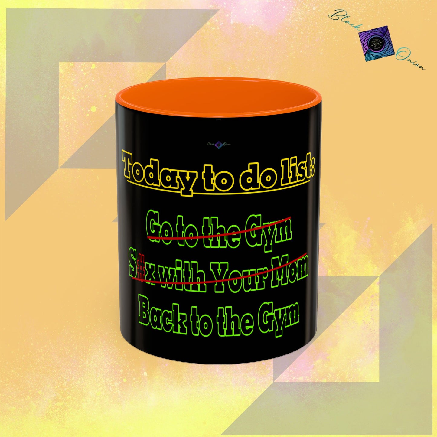 BlackOnion Coffee Mug 2 with Workout Motif ‘Today To Do List V2’🫵🔥💪
