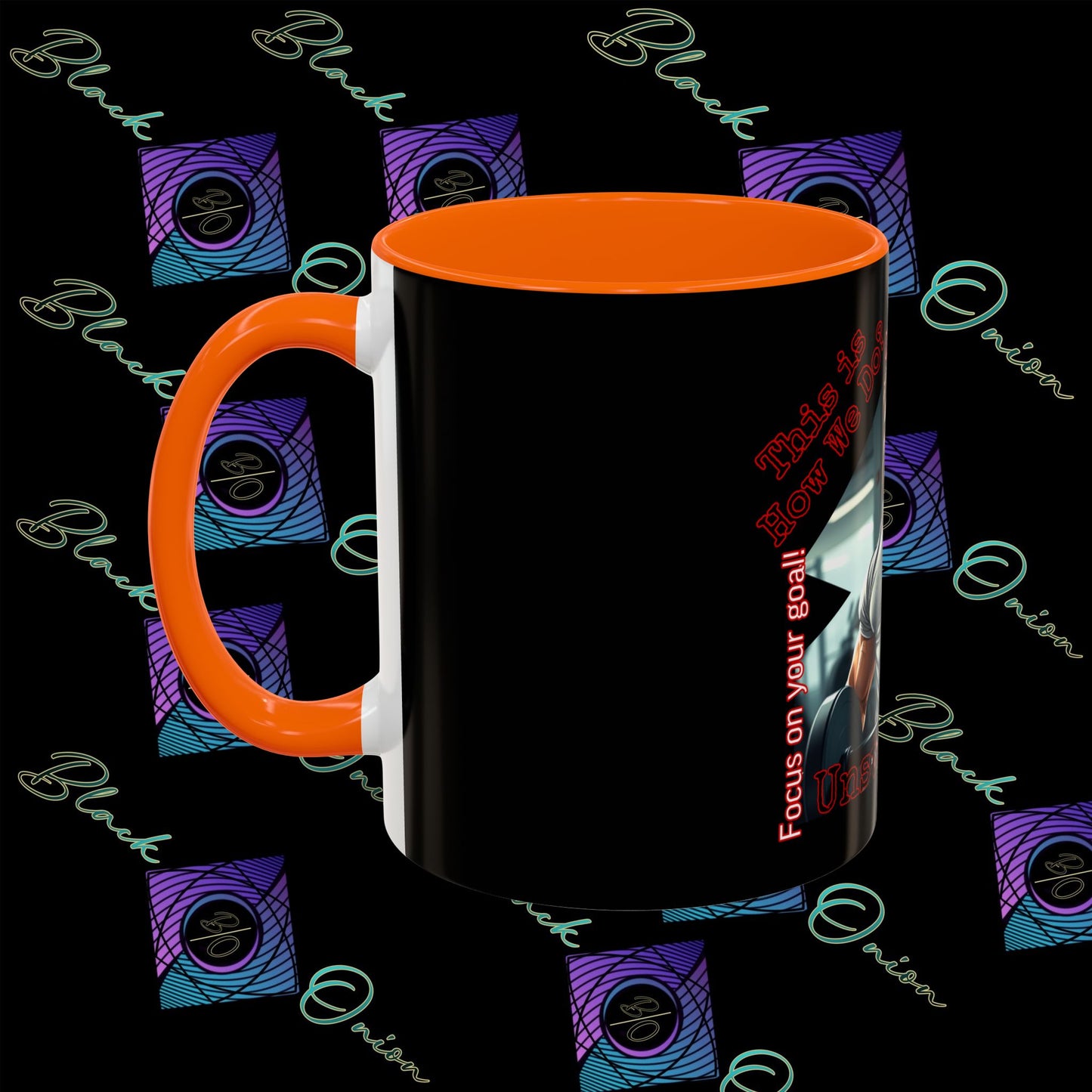 BlackOnion Coffee Mug - 11oz with Workout Motif ‘Unstoppable’🔥💪🫵
