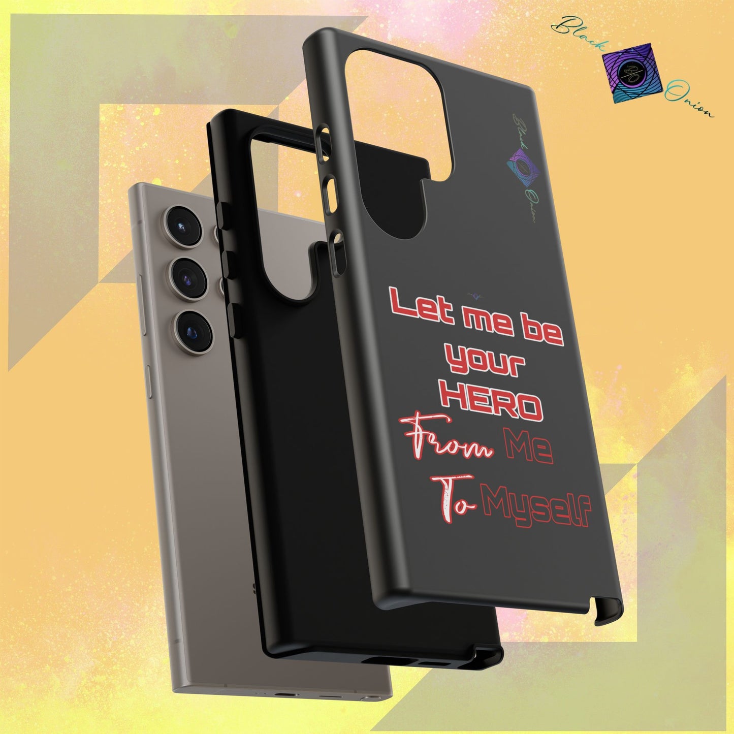 BlackOnion Brand New Phone Case - with Motivational Workout Motif’Let me be your Hero ‘💪🔥🫵