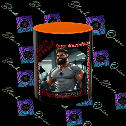 BlackOnion Coffee Mug - 11oz with Workout Motif ‘Unstoppable’🔥💪🫵
