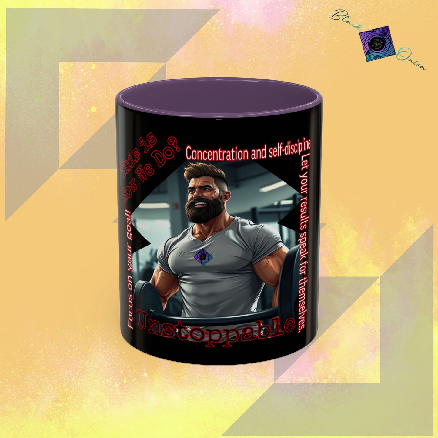 BlackOnion Coffee Mug Serial 2 with Workout Motif ‘Unstoppable’🫵🔥💪