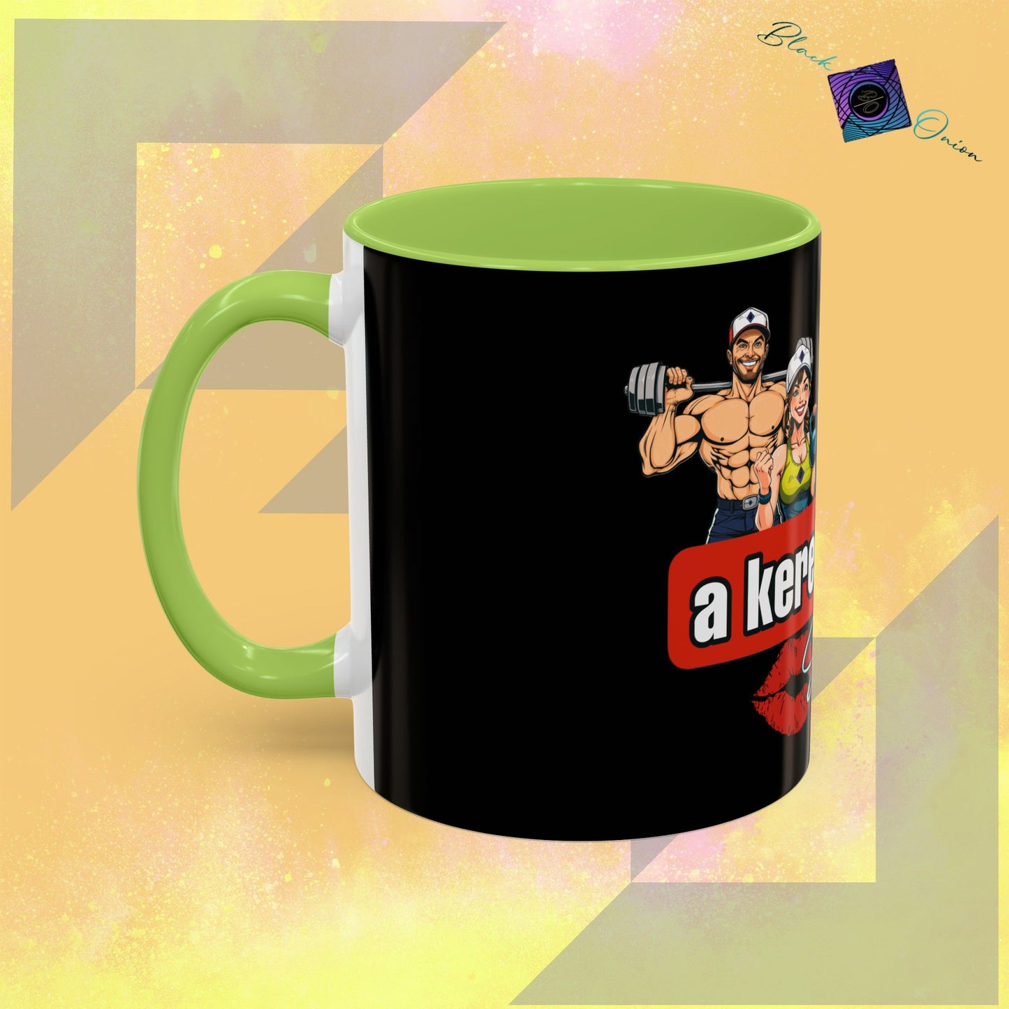 BlackOnion Coffee Mug Serial 2 with Workout Motif ‘Az igazi férfiak a kerek popsit szeretik ‘🫵🔥💪