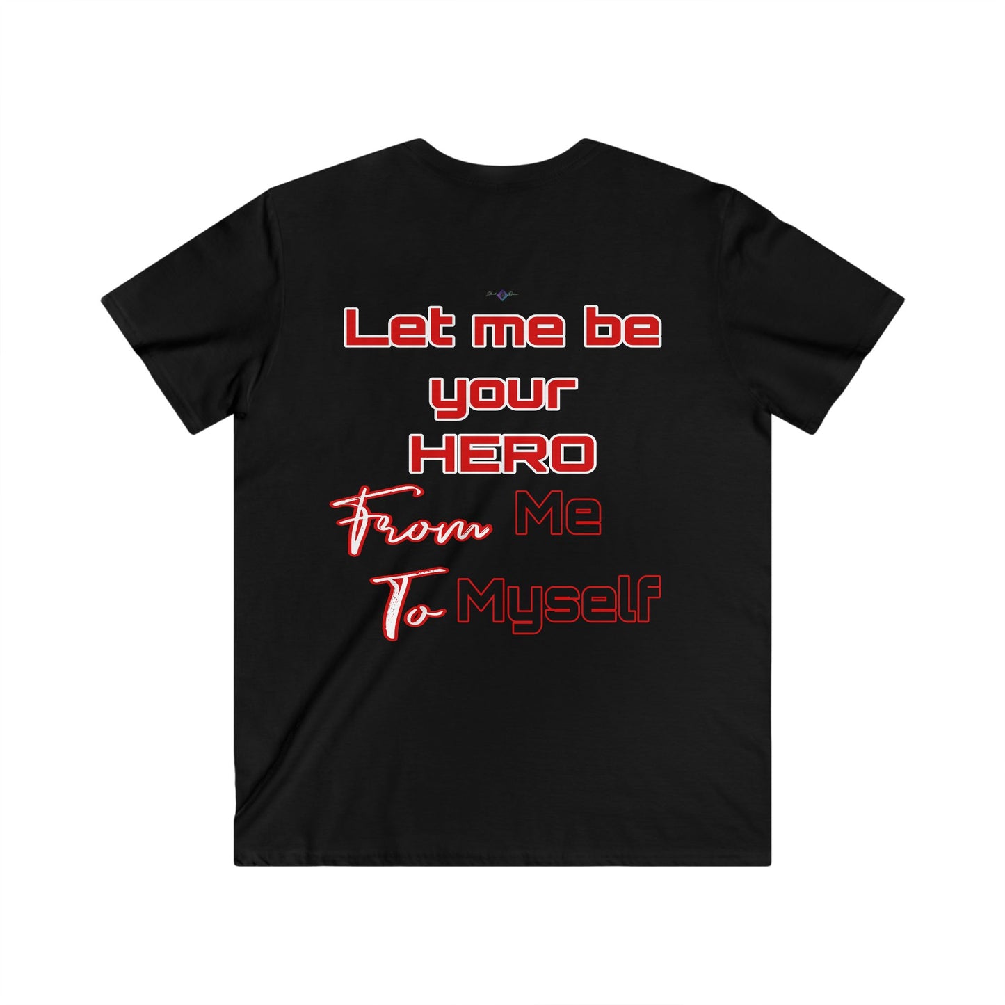 BlackOnion Men's V-Neck T-Shirt with Workout Motif ‘Let me be your Hero’💪🔥🫵