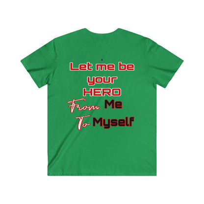 BlackOnion Men's V-Neck T-Shirt with Workout Motif ‘Let me be your Hero’💪🔥🫵