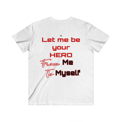 BlackOnion Men's V-Neck T-Shirt with Workout Motif ‘Let me be your Hero’💪🔥🫵