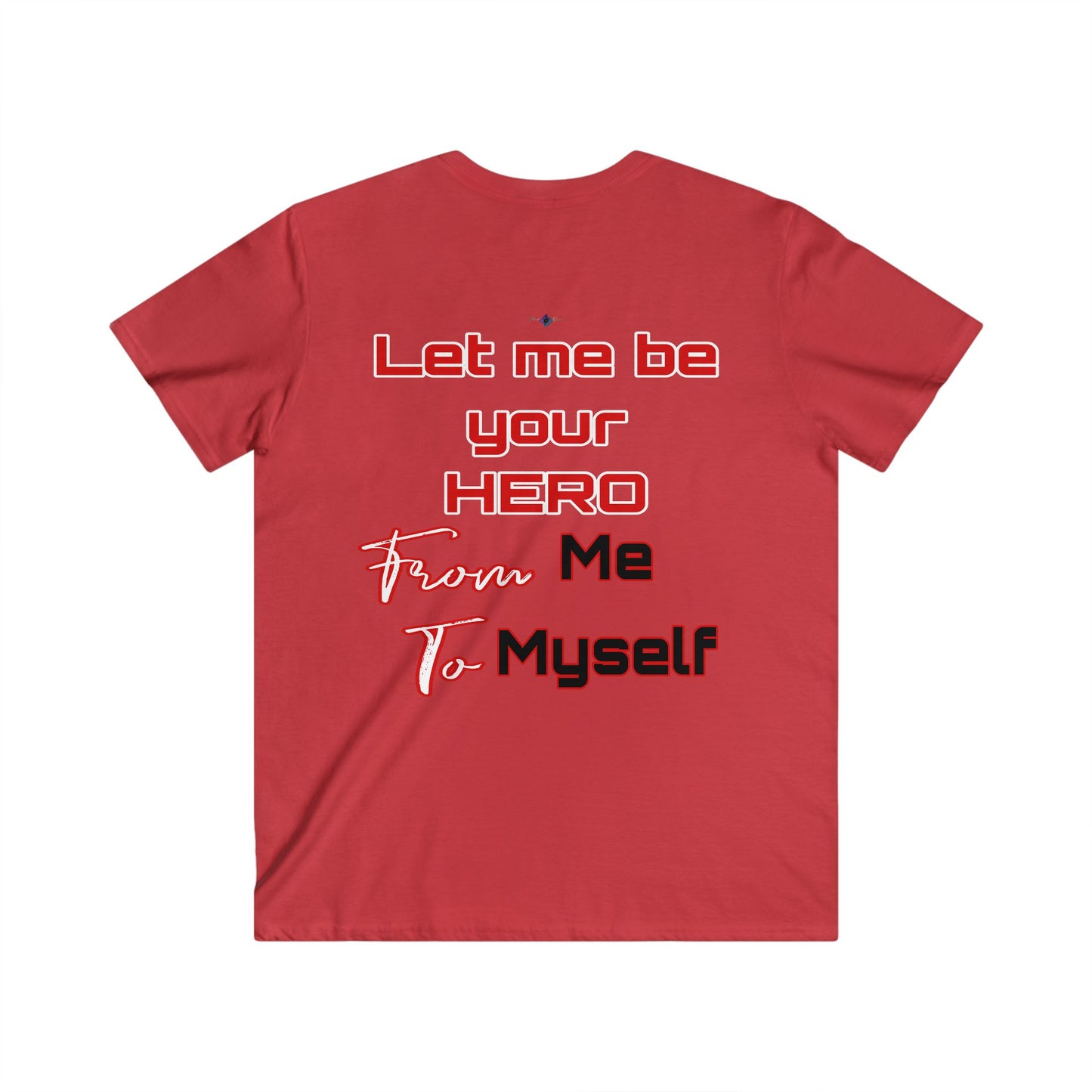 BlackOnion Men's V-Neck T-Shirt with Workout Motif ‘Let me be your Hero’💪🔥🫵