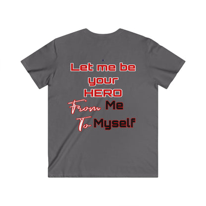 BlackOnion Men's V-Neck T-Shirt with Workout Motif ‘Let me be your Hero’💪🔥🫵