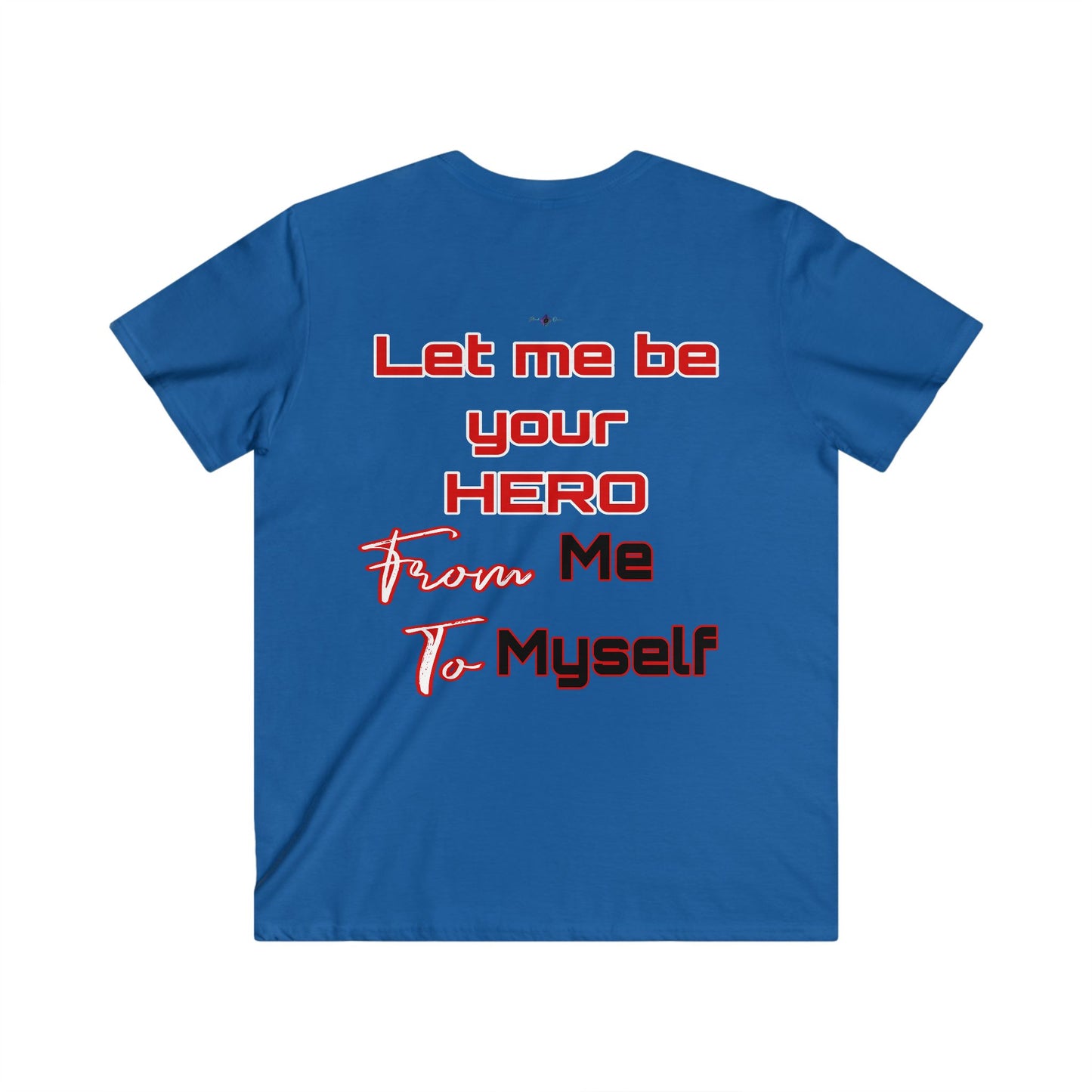 BlackOnion Men's V-Neck T-Shirt with Workout Motif ‘Let me be your Hero’💪🔥🫵