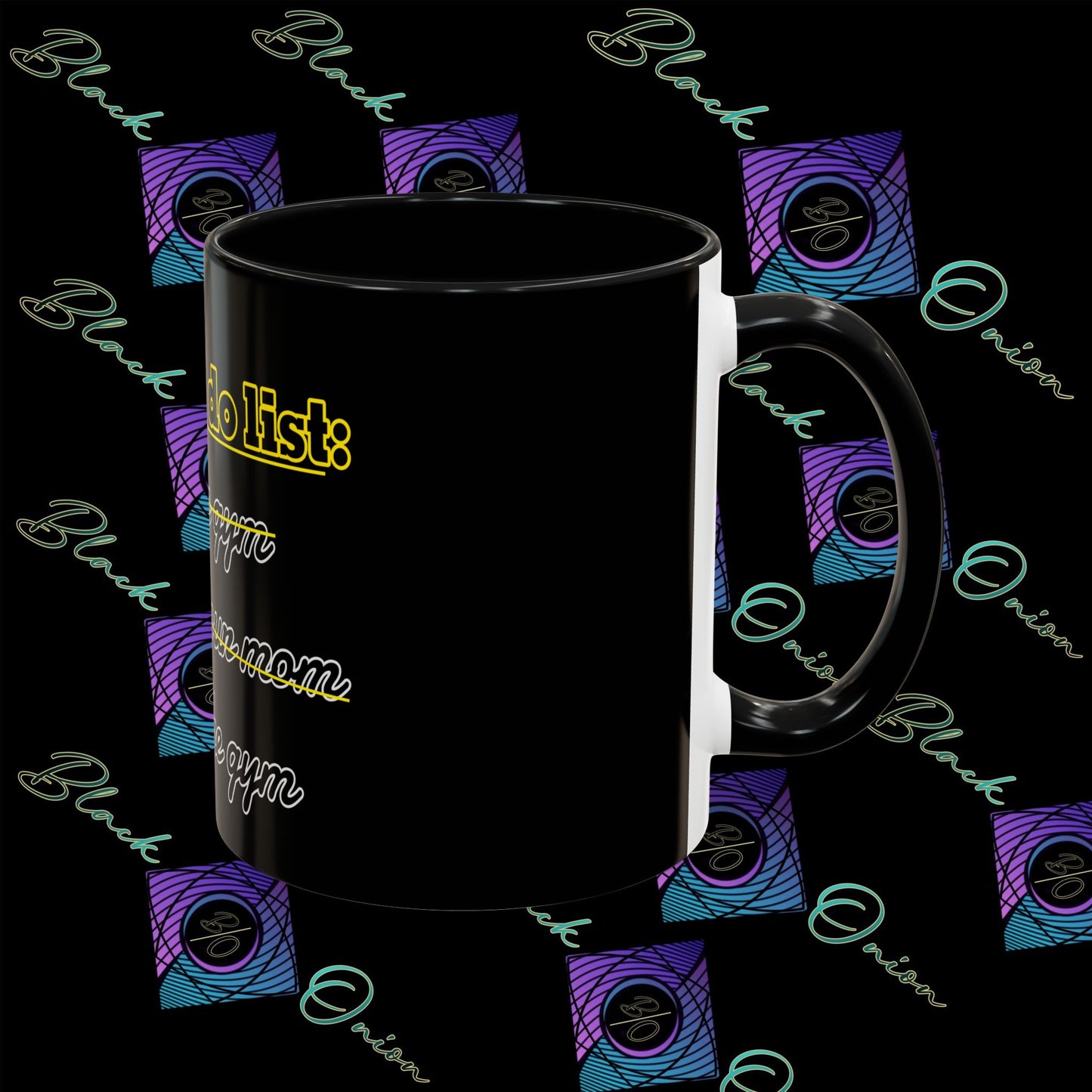 BlackOnion Coffee Mug - 11oz with Workout Motif ‘Today To Do List ’🔥💪🫵