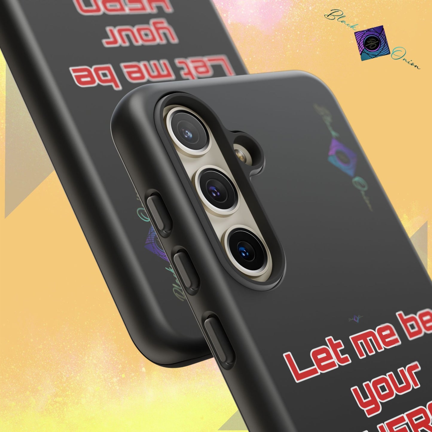 BlackOnion Brand New Phone Case - with Motivational Workout Motif’Let me be your Hero ‘💪🔥🫵