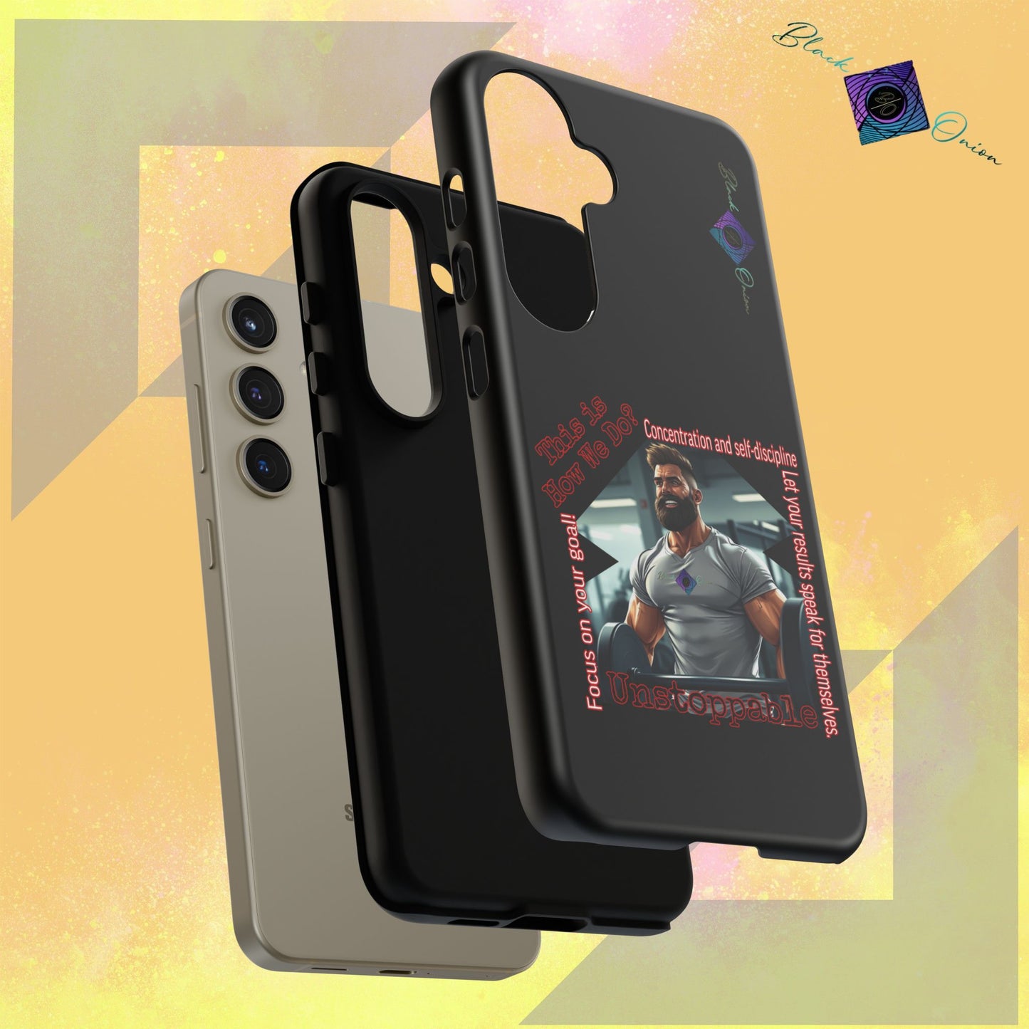 BlackOnion Brand New Phone Case - with Motivational Workout Motif’Unstoppable ‘💪🔥🫵
