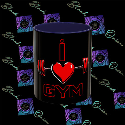 BlackOnion Coffee Mug - 11oz with Workout Motif ‘I Love Gym’🔥💪🫵