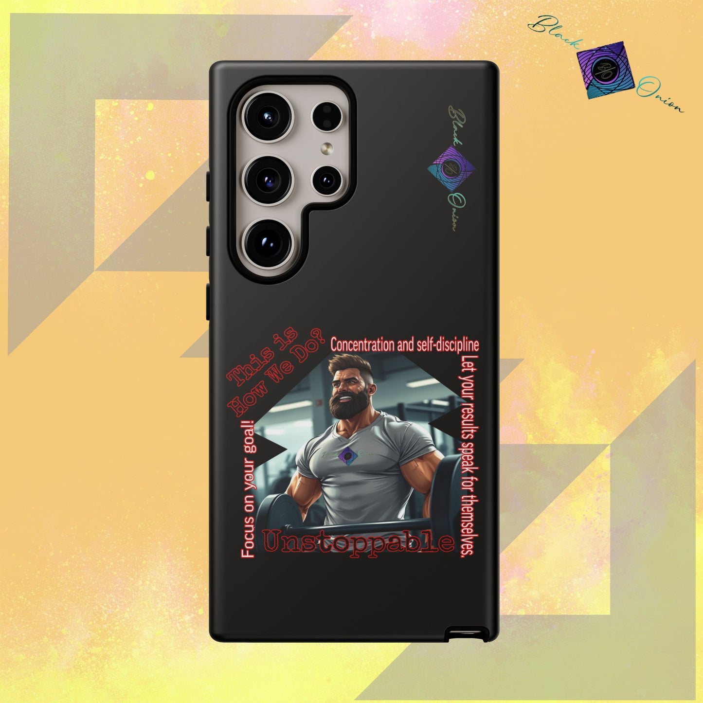 BlackOnion Brand New Phone Case - with Motivational Workout Motif’Unstoppable ‘💪🔥🫵