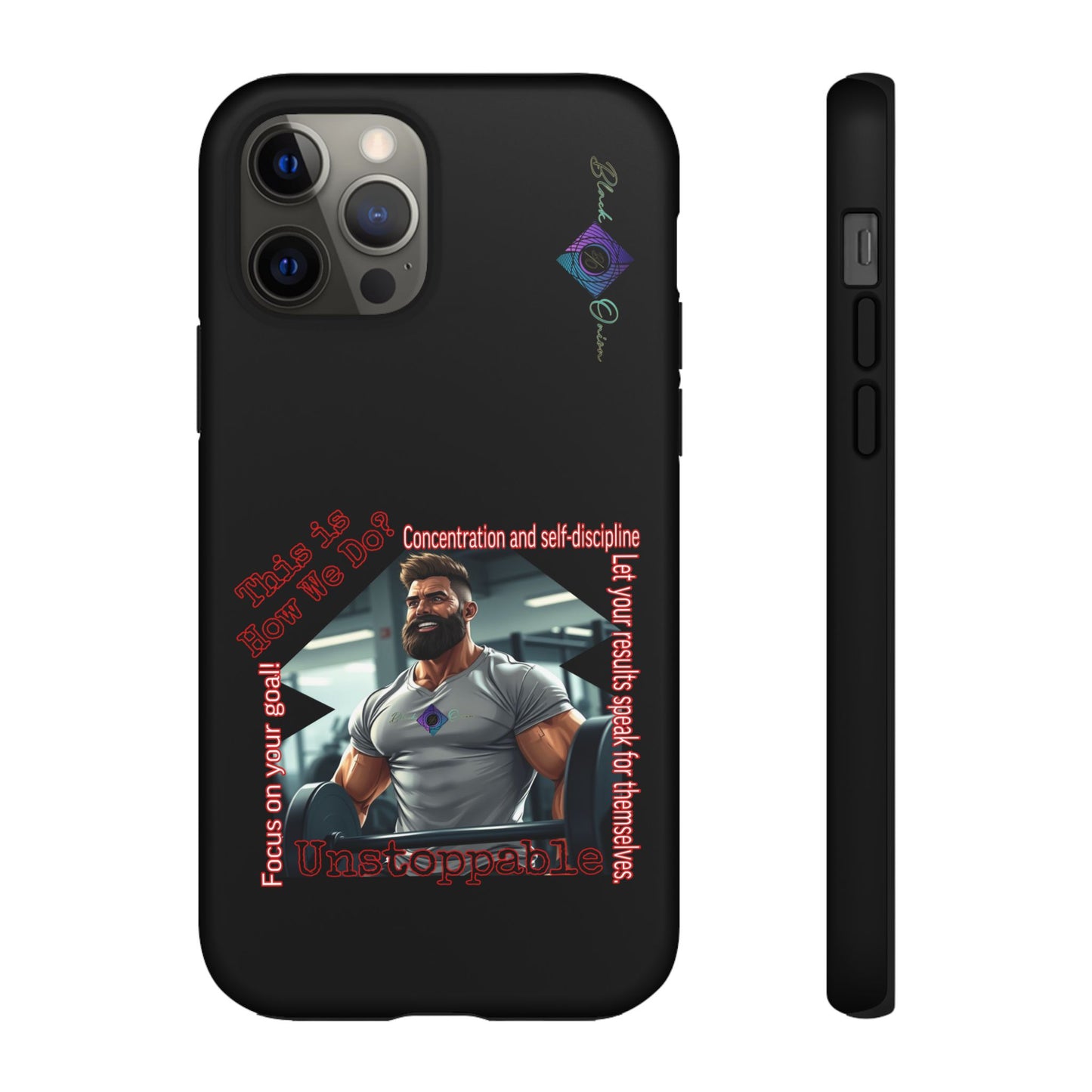 BlackOnion Brand New Phone Case - with Motivational Workout Motif’Unstoppable ‘💪🔥🫵